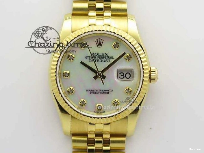 MiroTime 0106 DateJust 36mm Wrapped YG BP-Maker Best Edition White MOP Dial On Wrapped YG Bracelet ETA Bright 3835